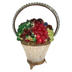 Antique Glass Fruit Beaded Basket Accent Lamp