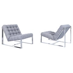 Architectural Chrome "EZ Rider" Lounge Chairs by Milo Baughman for Thayer Coggin