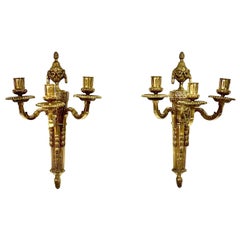 Pair of 19th Century Gilded Bronze Wall Sconces