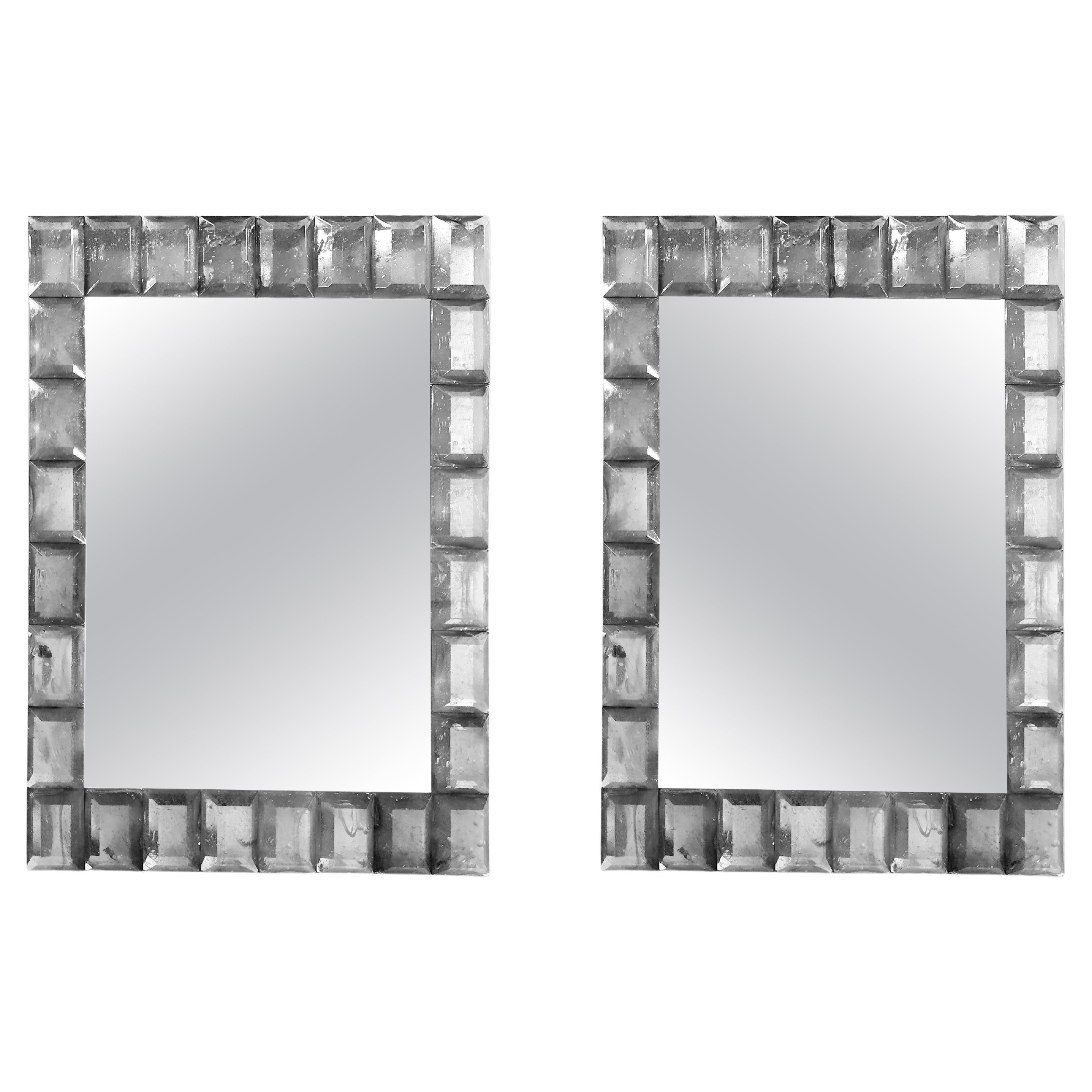 "Silver" Murano Glass Mirror in Contemporary Style by Fratelli Tosi Murano