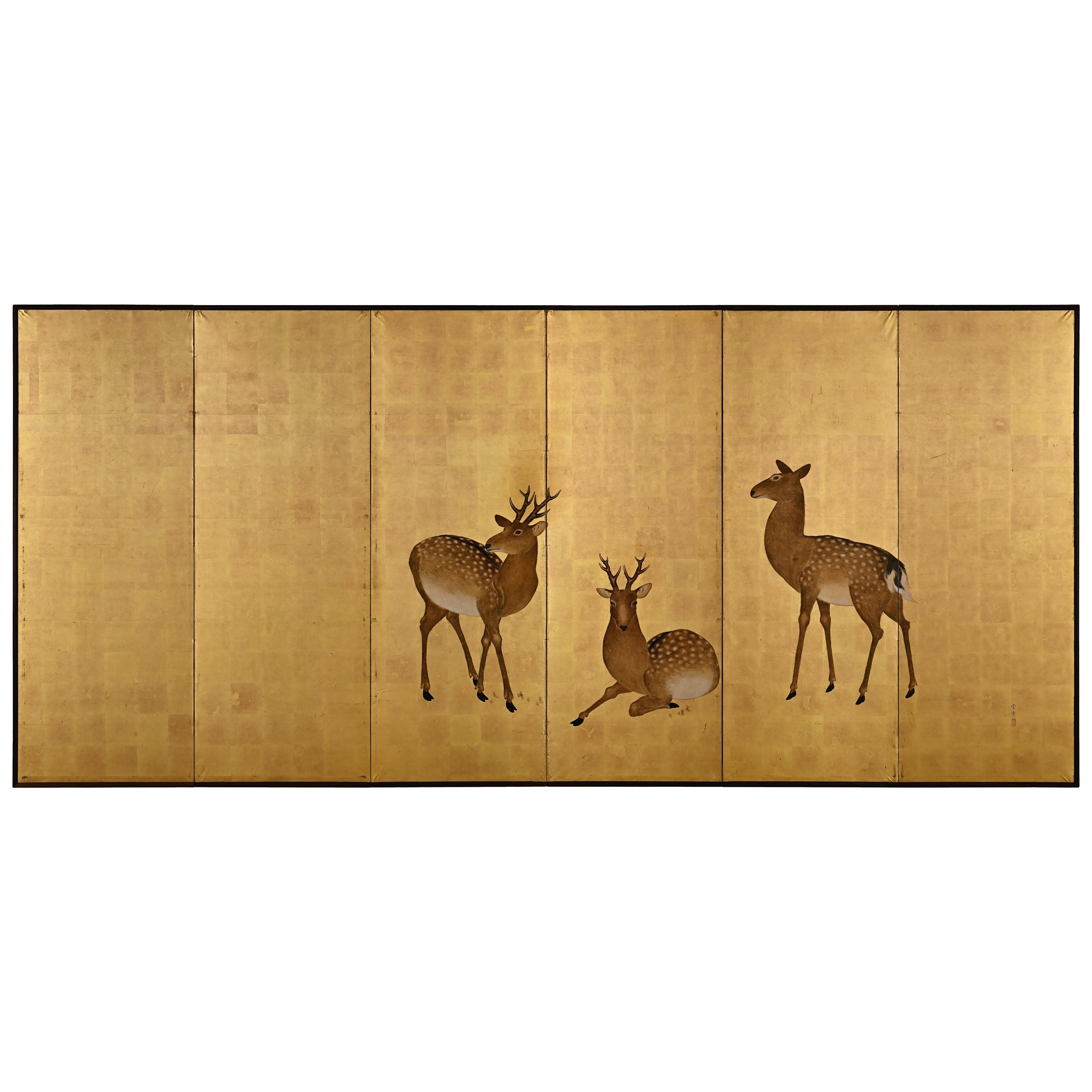 19th Century Japanese Screen, Deer in Spring, Maruyama Shijo School