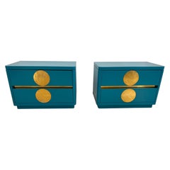Pair of Lacquered and Brass Bedside Tables. Italy.