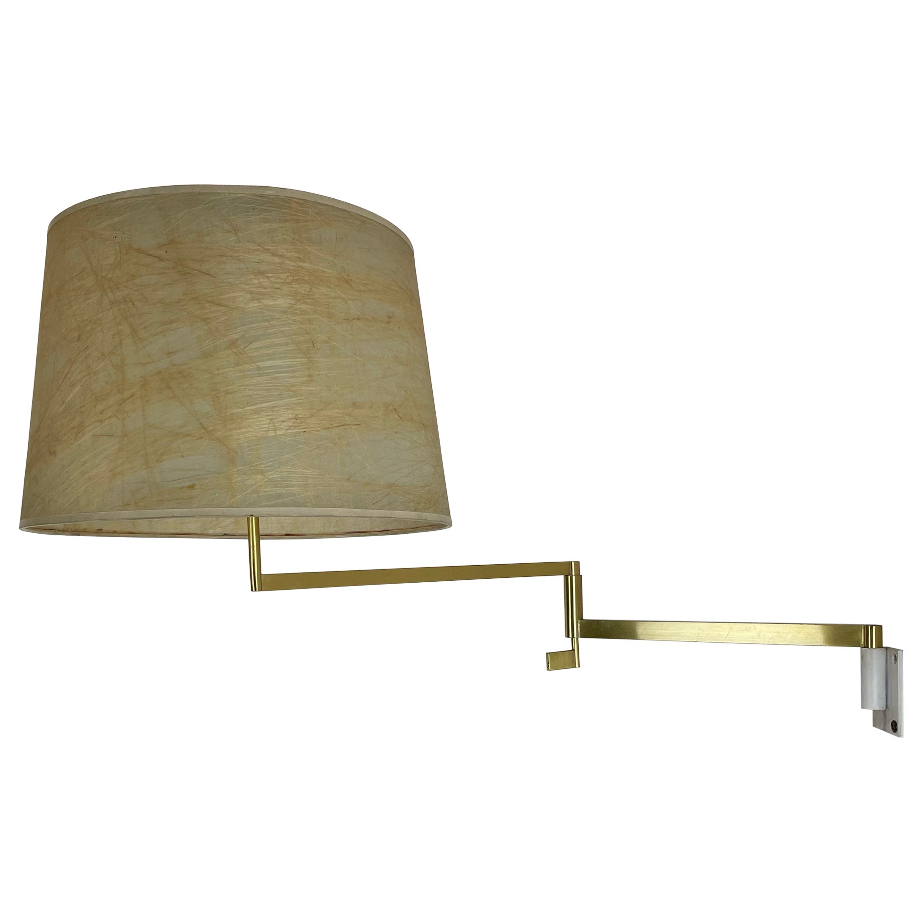 Xxl Minimalist Stilnovo Style Swing Arm Brass Wall Light Italy, 1960s For Sale