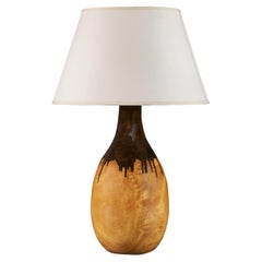 Vintage Midcentury Wooden Drip Glaze Lamp