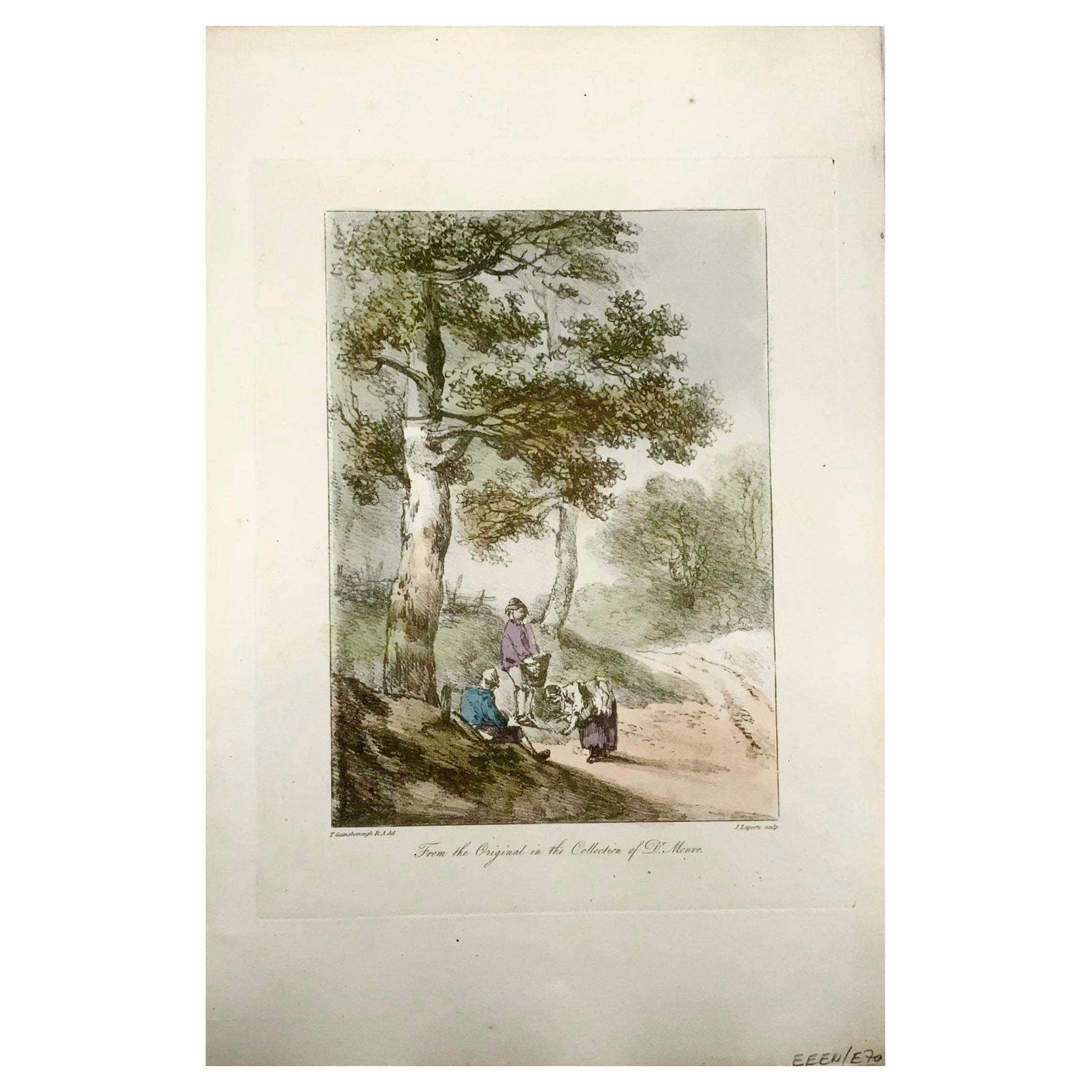 1819 Thomas Gainsborough, Landscape, Large Folio Soft Ground Etching, Wash