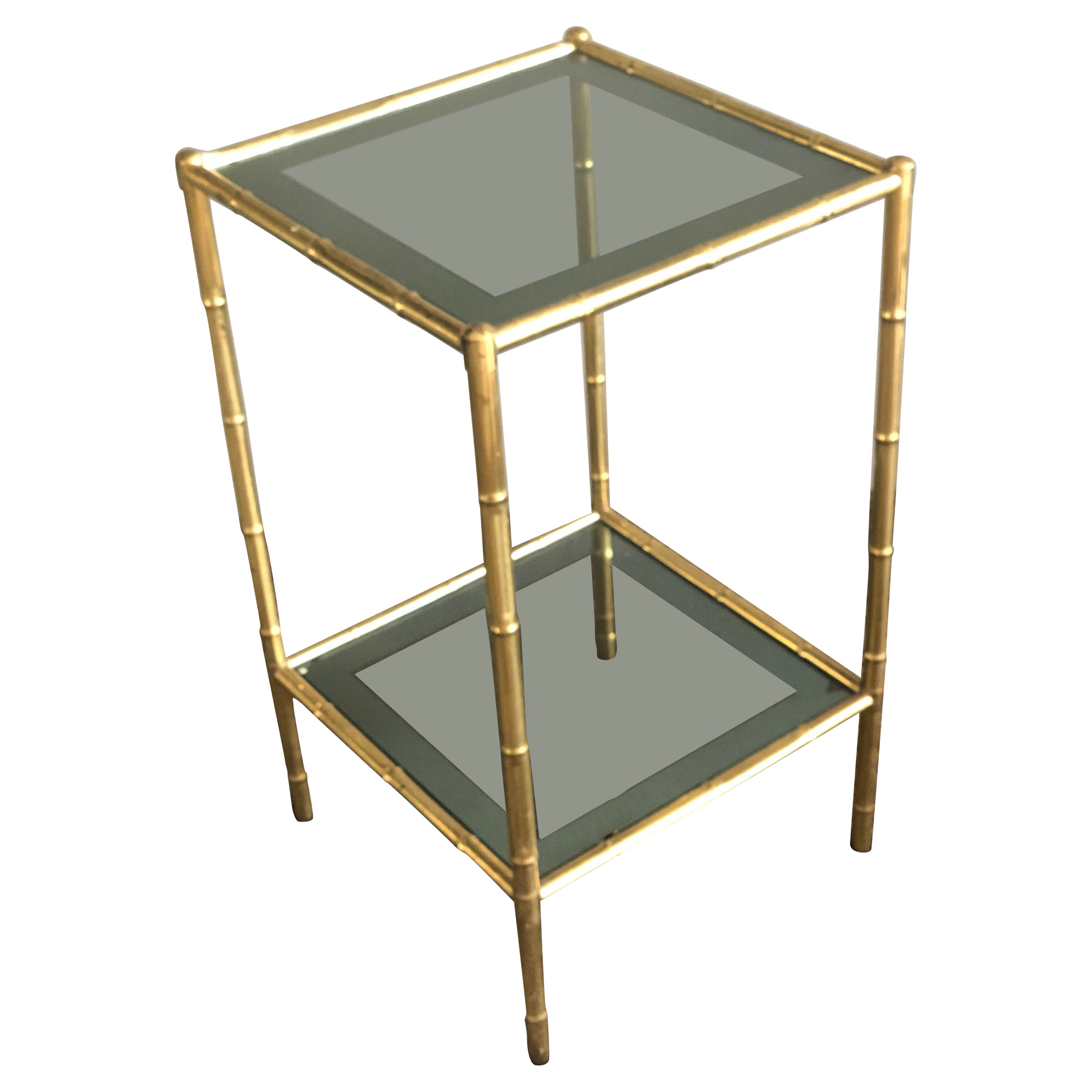 Vintage Brass and Tinted Glass Console Table, 1960s For Sale