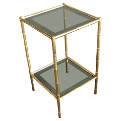 Vintage Brass and Tinted Glass Console Table, 1960s