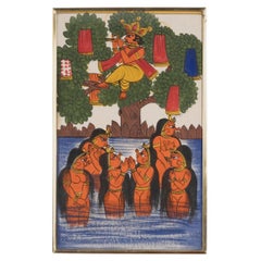Pintura india antigua de arte popular pintada a mano