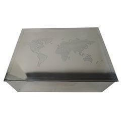 Tiffany Modern Sterling Silver Box with World Map