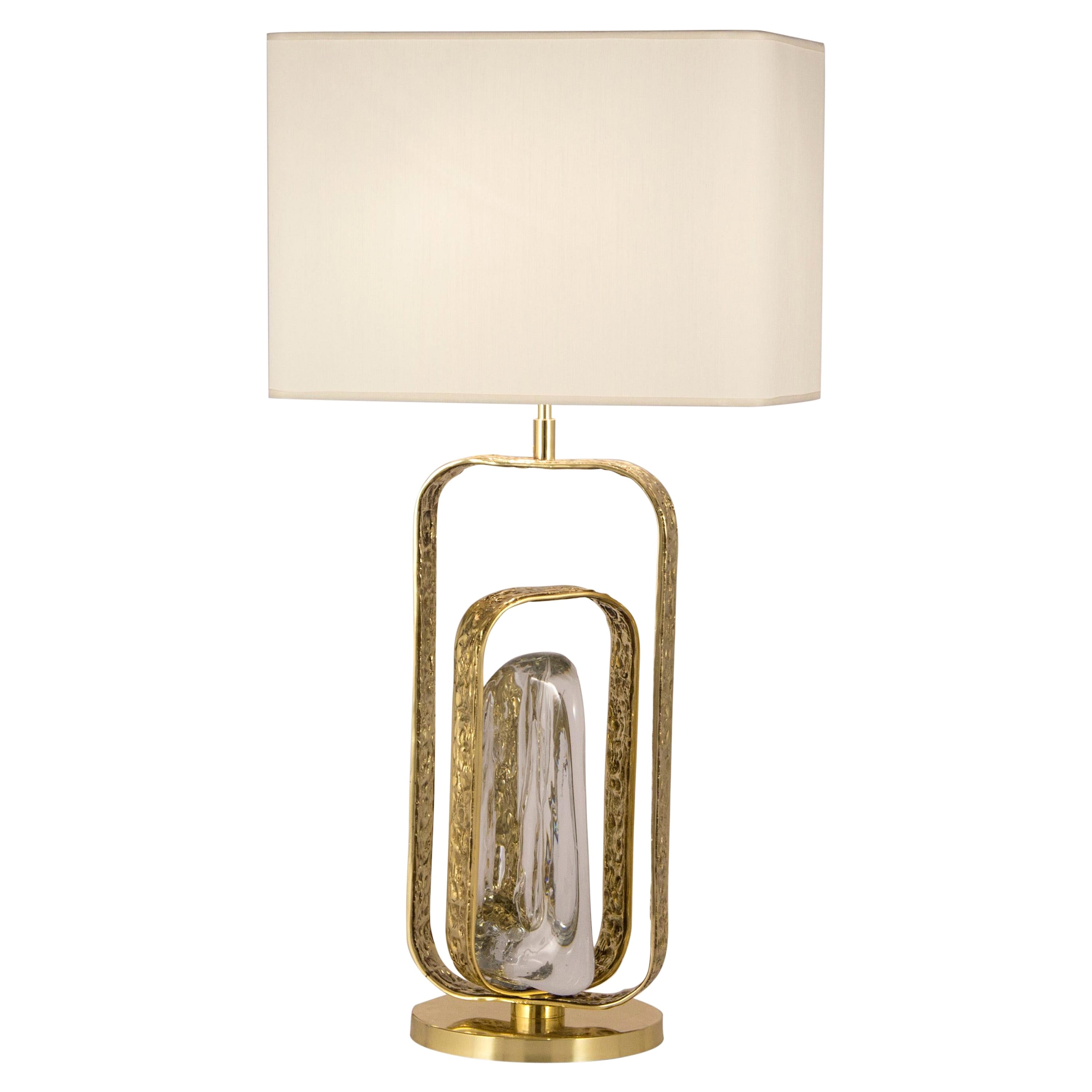 Brass and Crystal "Potter" Table Lamp For Sale