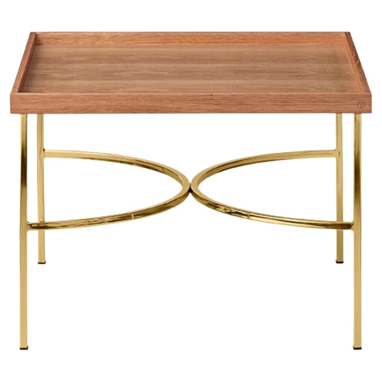 Oak and Gold Contemporary Tray Table For Sale