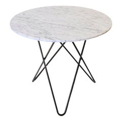 White Carrara Marble and Black Steel Dining O Table by Ox Denmarq