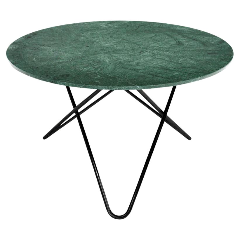 Grande table Ox Denmarq en marbre vert indio et acier noir
