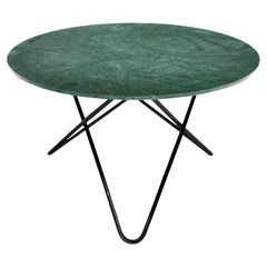 Tavolo Big O in marmo verde Indio e acciaio nero di Ox Denmarq