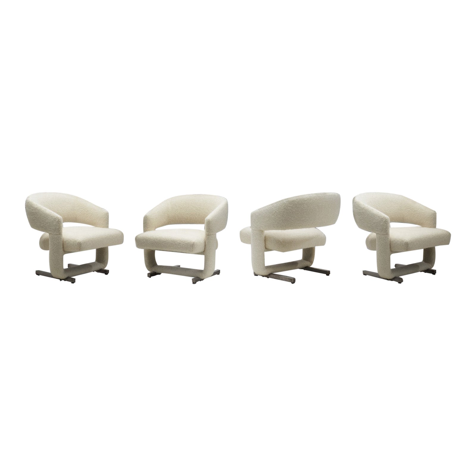 Sculptural Accent Chairs with Metal Legs, Europe ca 1960s For Sale