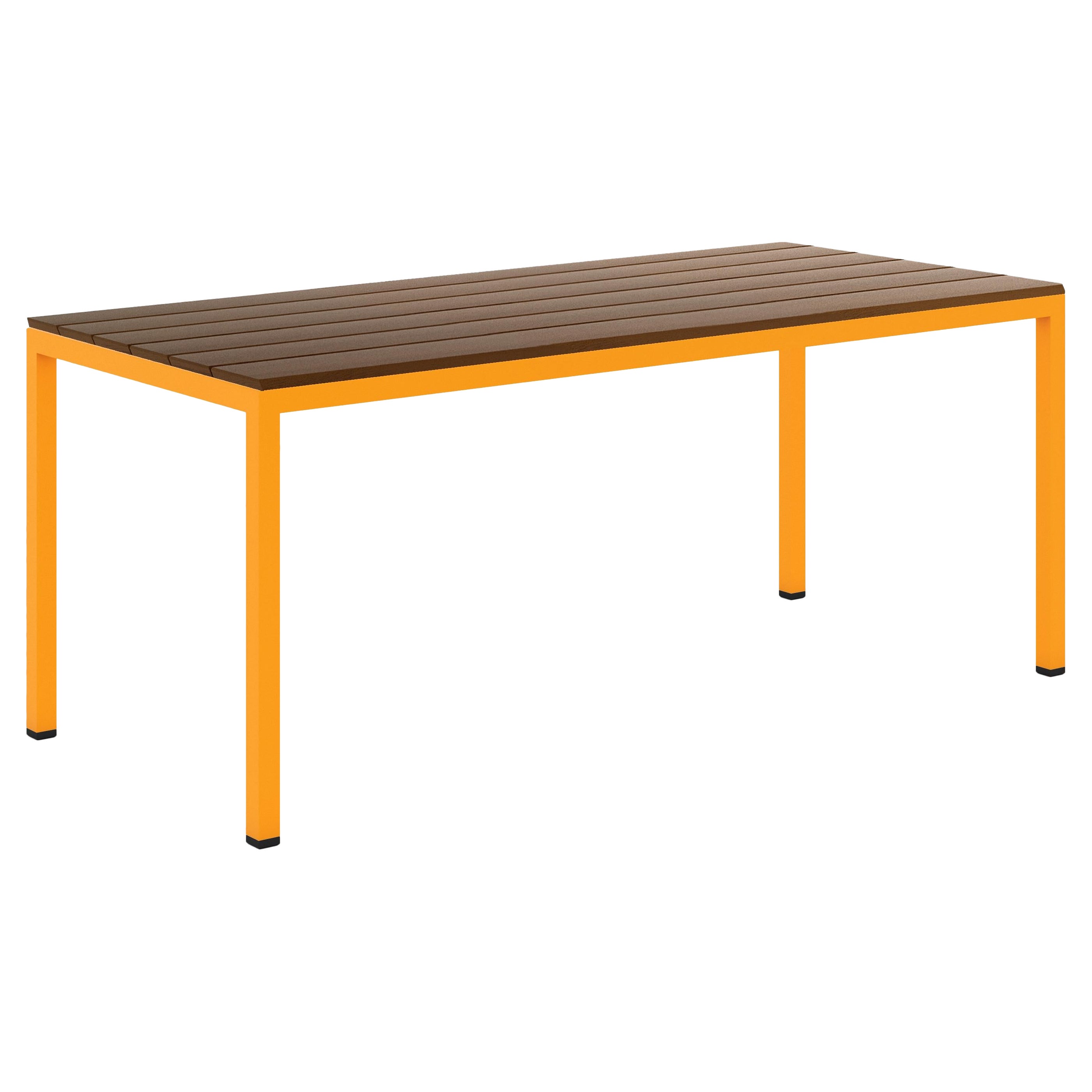 BICAtable Square Modern Outdoor Steel Table in Yellow with Ipê Wood 180x80cm