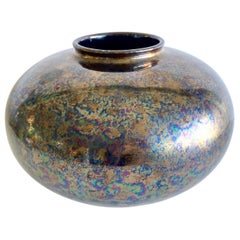 Mid-Century West German Large Iridescent Ceramic Vase by Bay Keramik