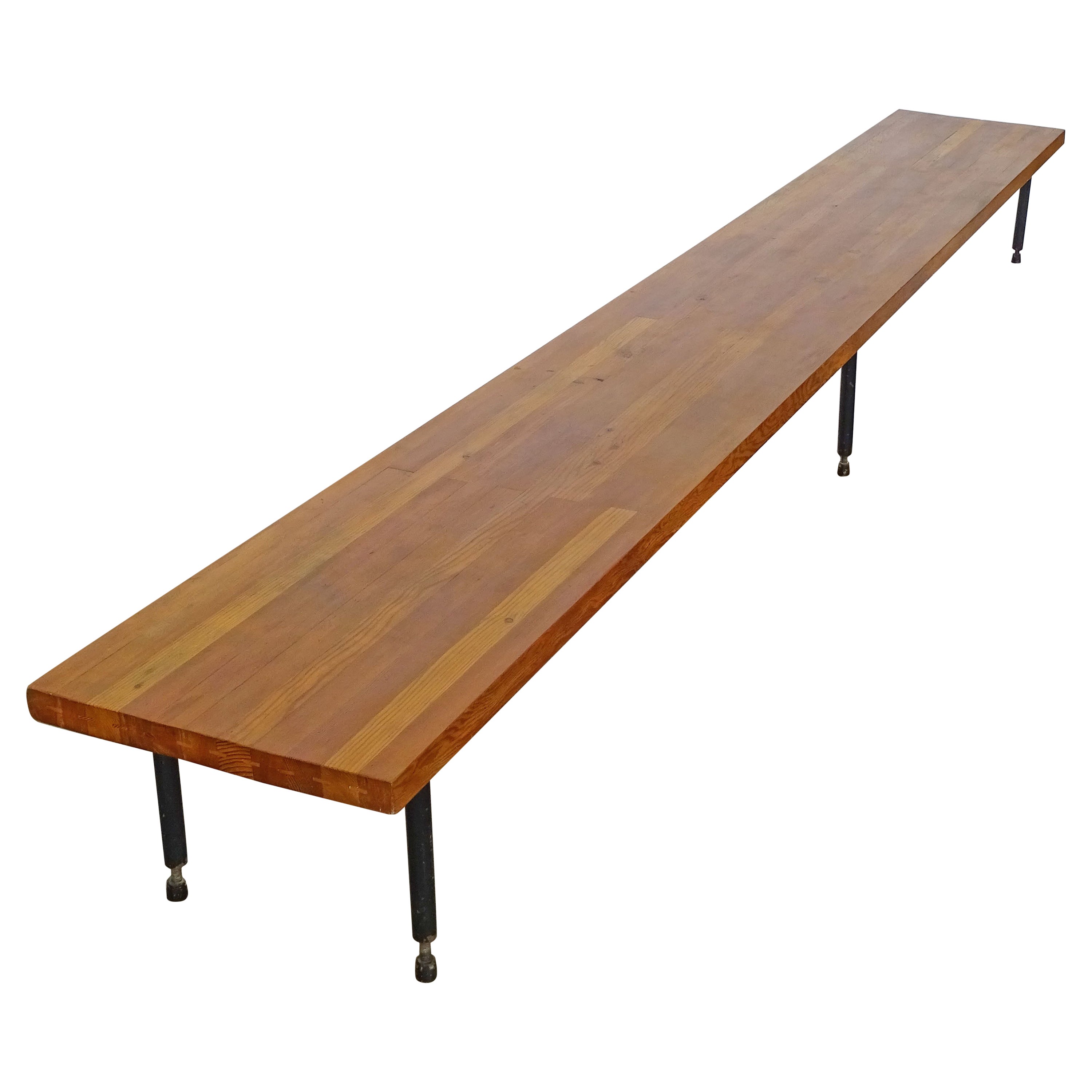 Extra long Italian 1950s Wooden Bench For Sale