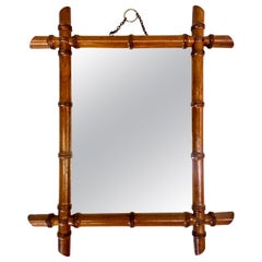 French Mid-century Modern Neoclassical Faux Bamboo Wall Mirror, style JM Frank