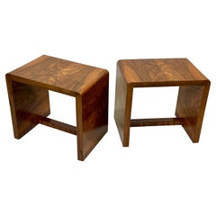 Paire de bancs/tables d'appoint européens en bois d'orme du milieu du siècle dernier, style Jean-Michel Frank