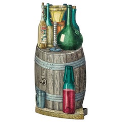 20th Century Piero Fornasetti Umbrella Stand Theme Bottles Wine in Printed Metal