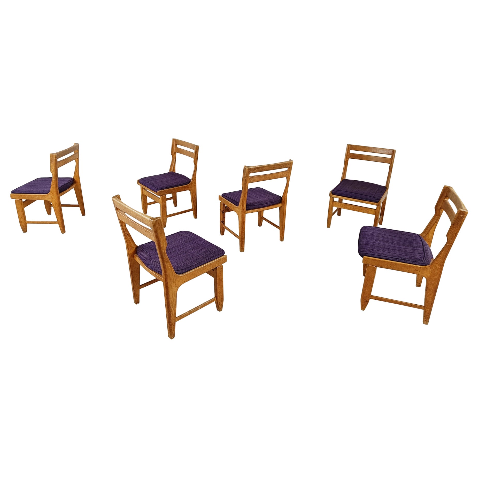 Raphael Chairs by Guillerme and Chambron for Votre Maison, Set of 6 For Sale