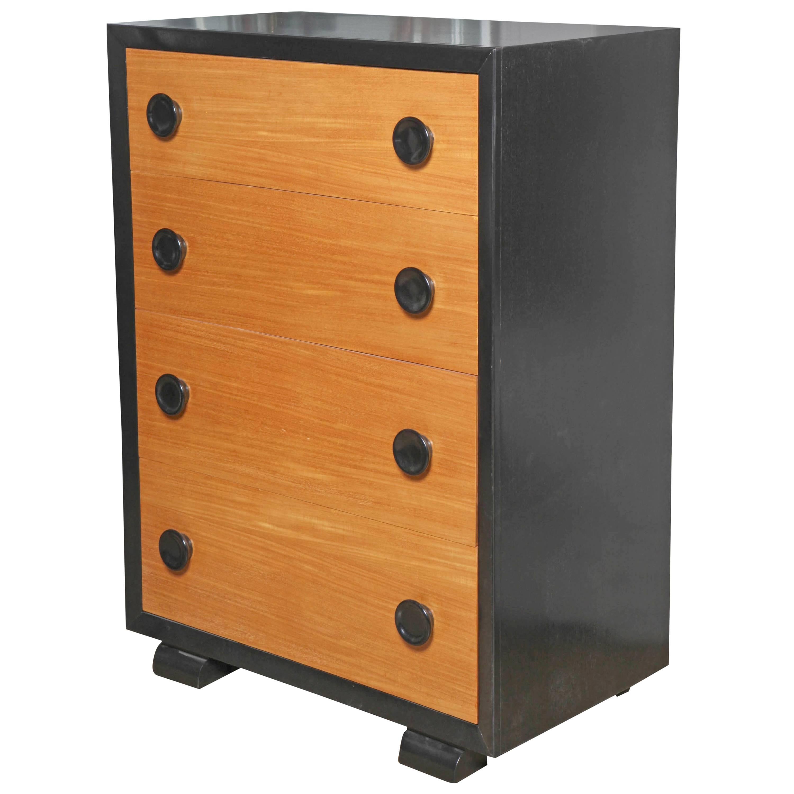 Tall Americraft Art Deco Mahogany & Black Ebonized Mahogany Dresser