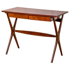 20th Century Ico Parisi Wooden Writing Desk with Two Drawers, 50s