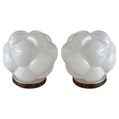 Contemporary Pair of Murano Glass Cloud Table Lamps, Italy