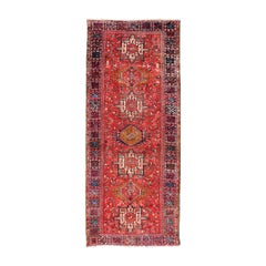 Vintage Persian Karajeh-Heriz Gallery with Geometric Medallions on a Red Ground