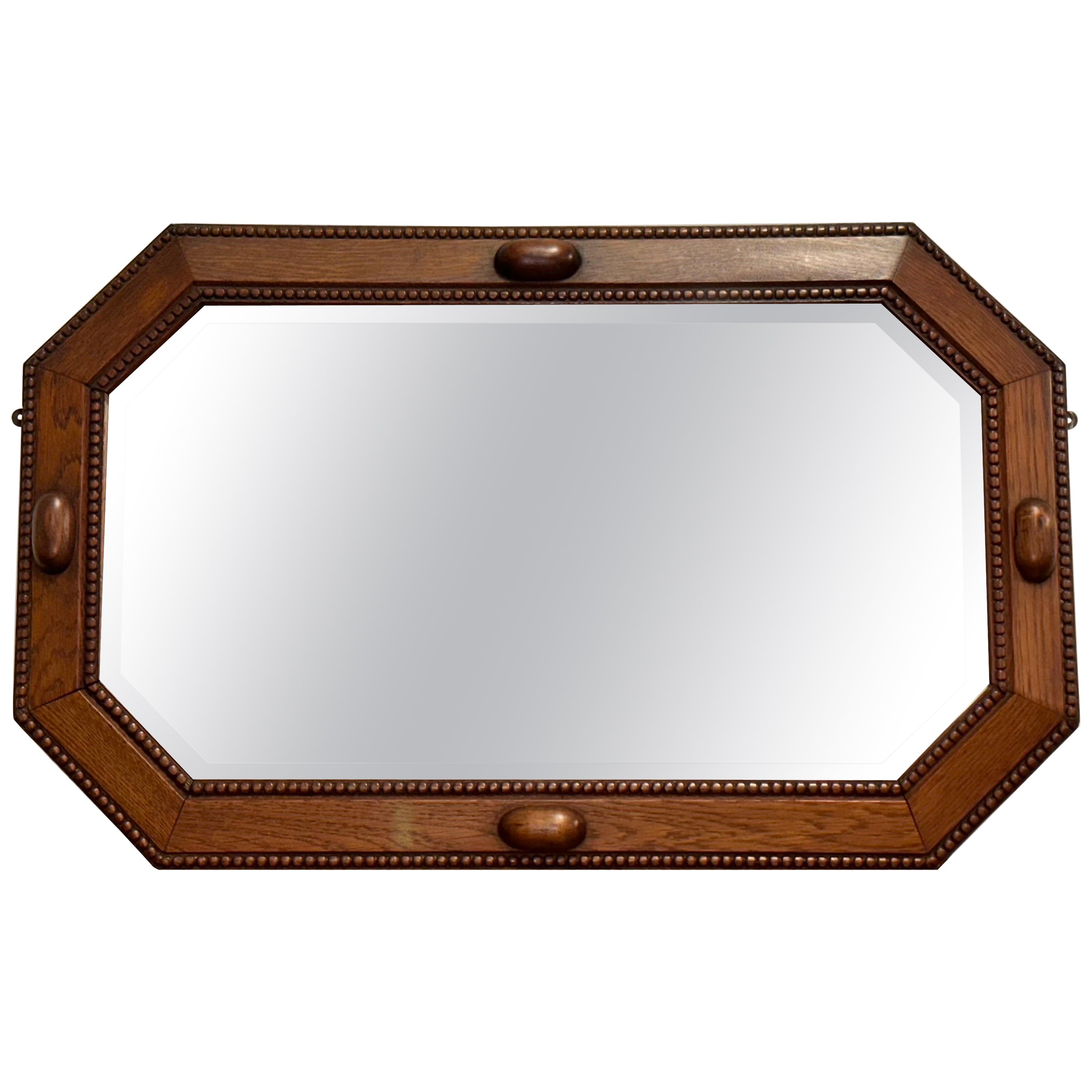 Art Deco 1920s Bevelled Mirror Oak Mirror For Sale