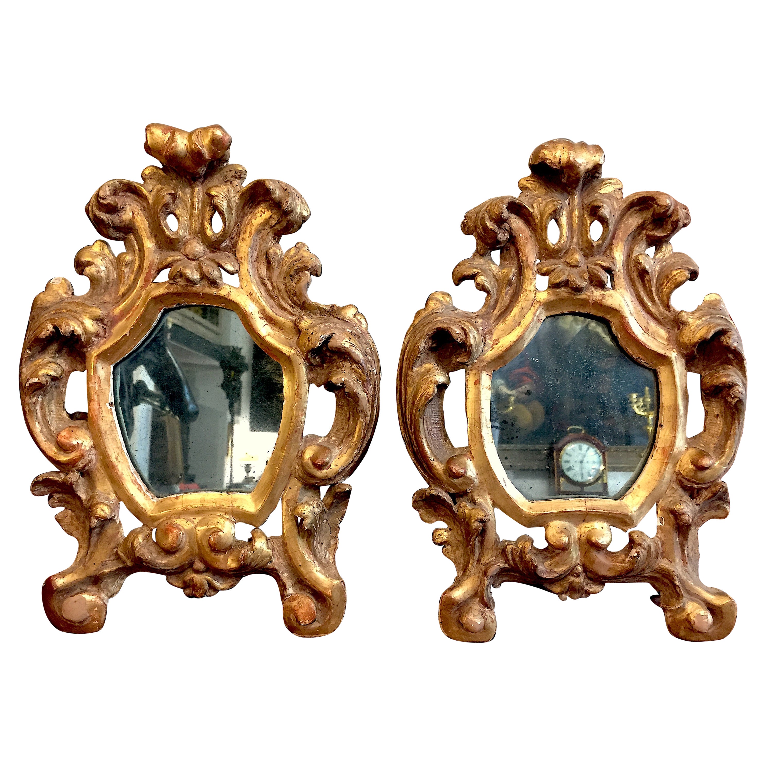 Pair of 18th Century Italian Carved and Giltwood Floor Mirrors For Sale ...