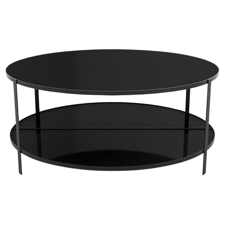 Black Glass Contemporary Coffee Table For Sale