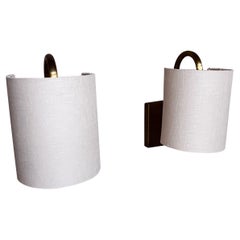 Minimalistisches Skulpturales Wandleuchter-Set aus Messing, 1960er Jahre