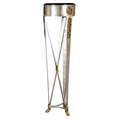French Directoire Style Silver Leaf and Bronze Tall Pedestal