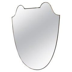 Vintage Gio Ponti Attributed Brass Italian Shield Mirror - 1940s