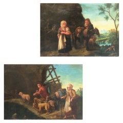 Paar venezianische Gemälde aus dem 18. Jahrhundert, Öl auf Leinwand, venezianisch, mit Landschaftsdarstellungen