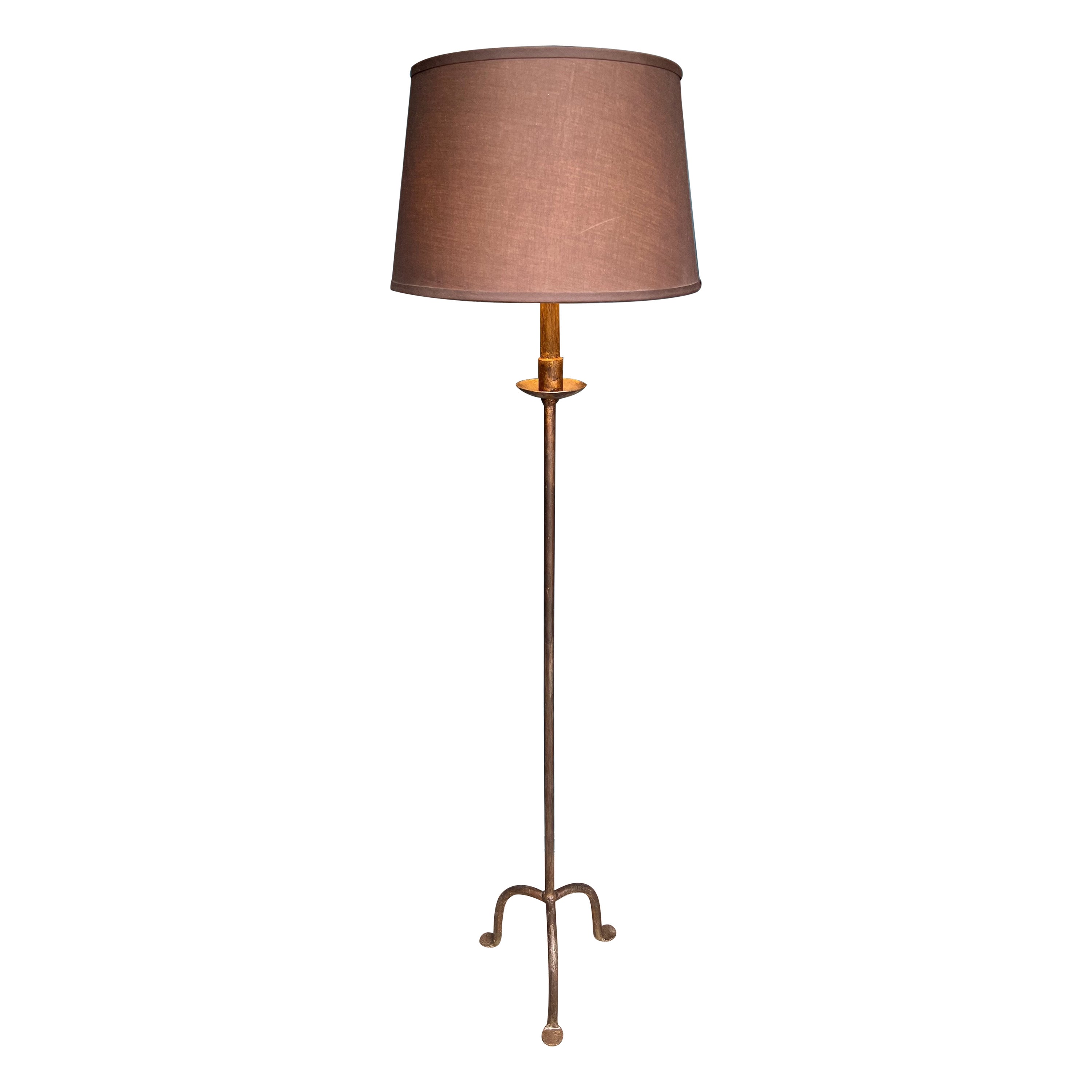 Spanish 1950s Wrought Iron Floor Lamp For Sale