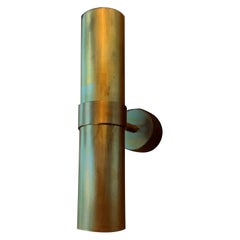 Natural Brass Contemporary-Modern Wall Cylinder Light Handcrafted in Italy