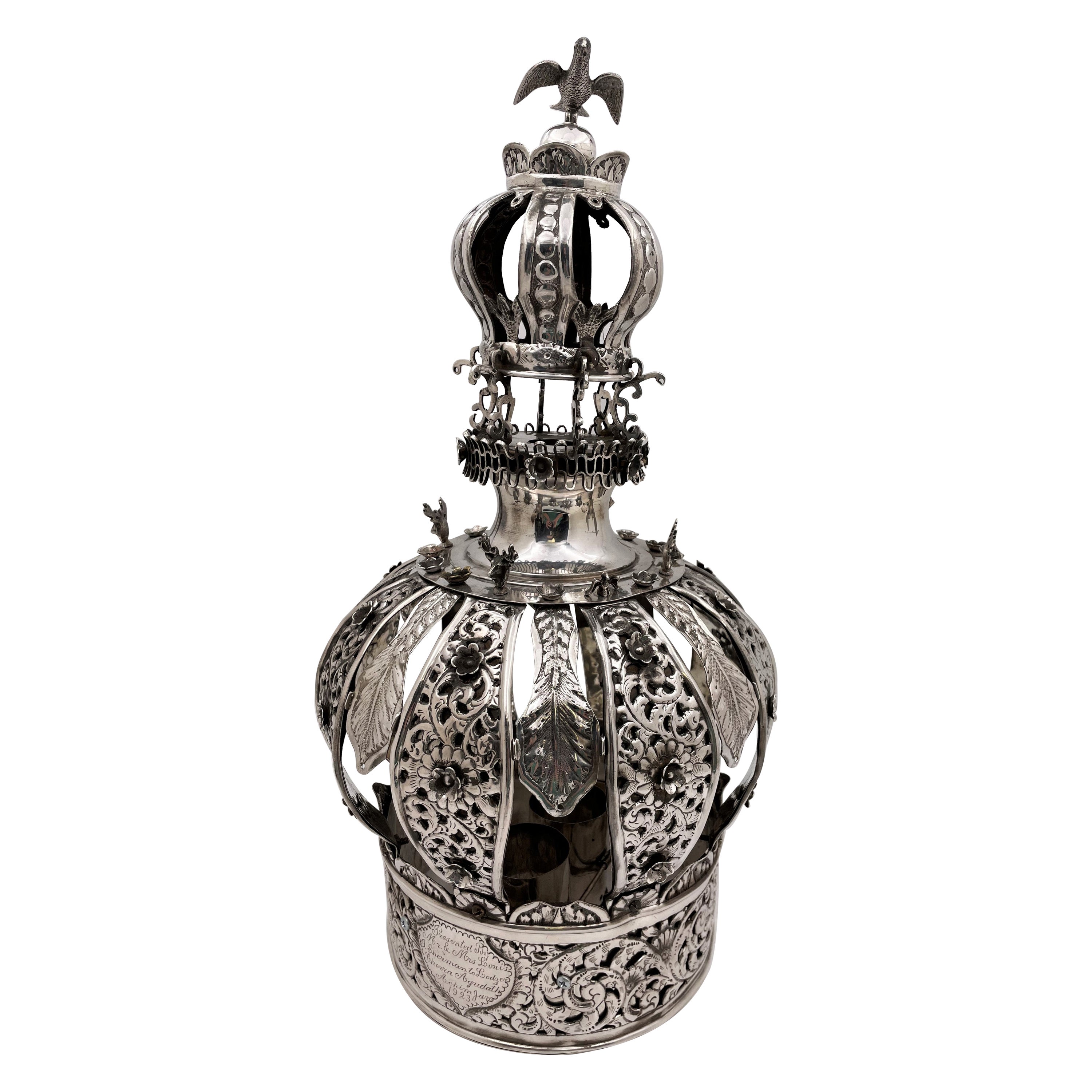 Russian Sterling Silver Torah Crown Judaica Turn of the Century Highly Detailed For Sale