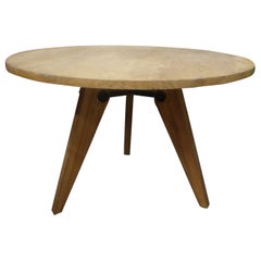French Modern Pierre Chapo Inspired Elm And Iron Center Table