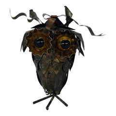 Vintage Curtis Jere Style Midcentury Brutalist Owl Sculpture