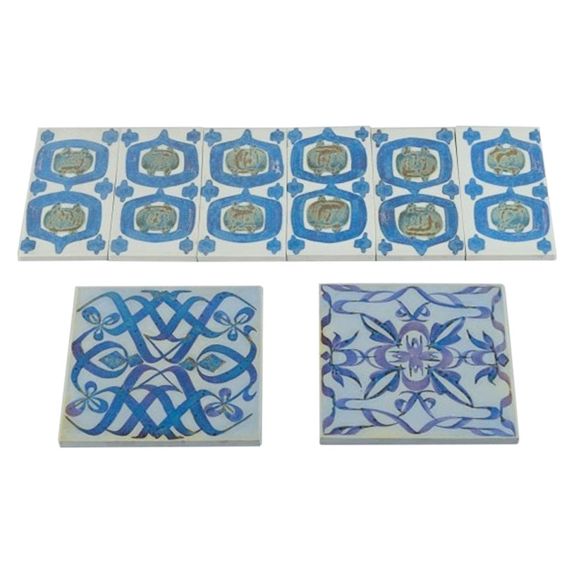 Aluminia and Royal Copenhagen, Tenera Faience, Eight Tiles, Approx 1960s/70s For Sale