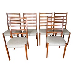 6 Mid Century Danish Modern Teak Ladder Back Dining Chairs Svegards Markaryd 