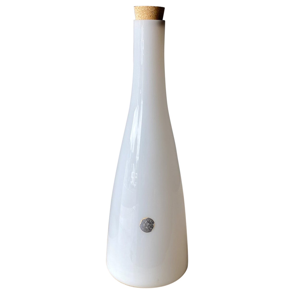 Vase/Dekanter aus weißem Glas von Jacob Bang für Kastrup, Dänemark, 1960er Jahre