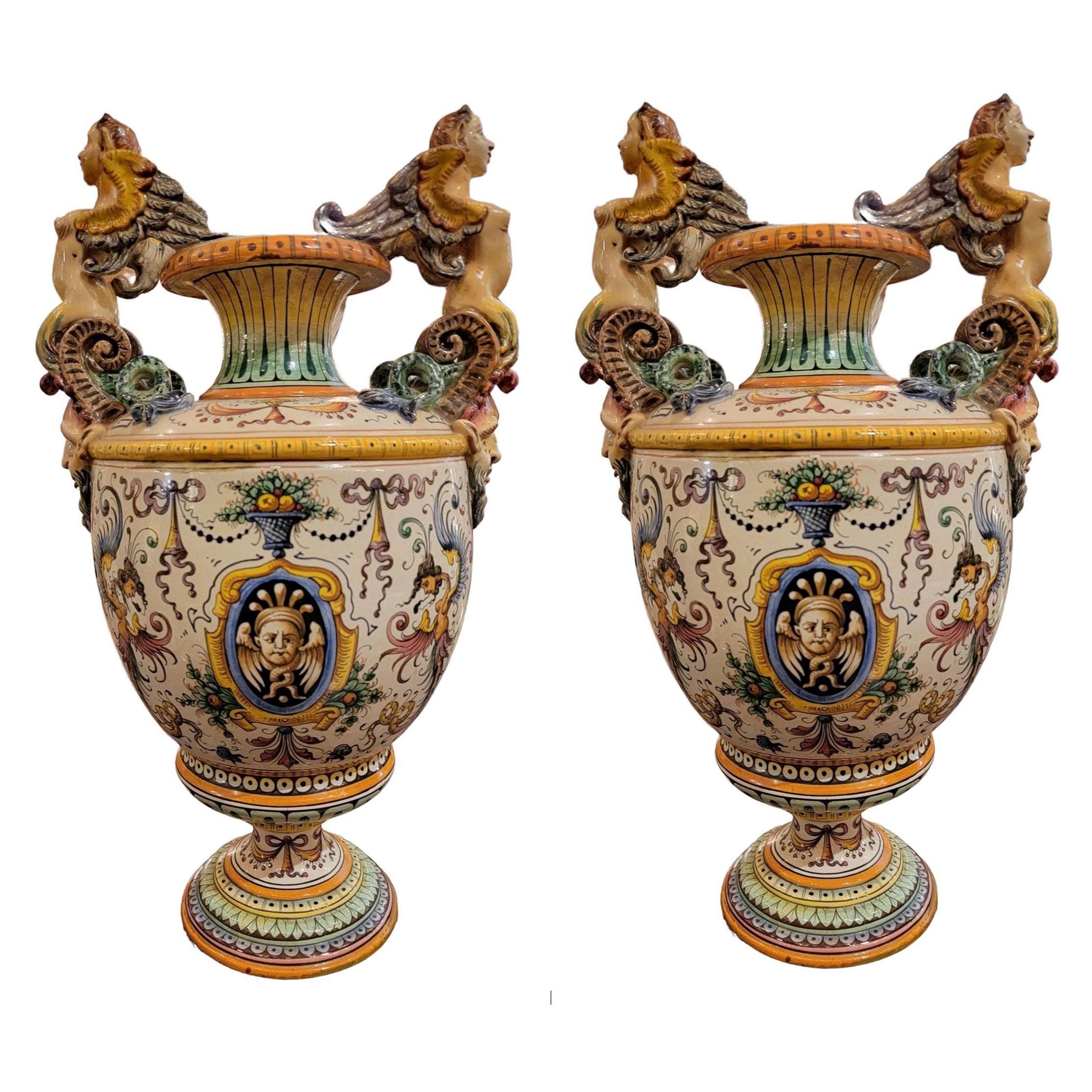 Large Antique Italian Faience Urn For Sale at 1stDibs
