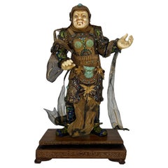 Vintage Chinese Silver Gilt, Enamel & Turquoise Mounted Immortal Figurine