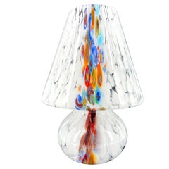 Murano Glass Hand Blown White Color Murrine Band Table Lamp