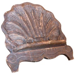 19th Century Spanish Wooden Bookstand with Hand Carved Shell Shape