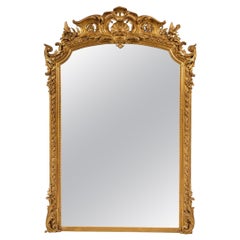 Antique Napoleon III Giltwood Overmantel Mirror